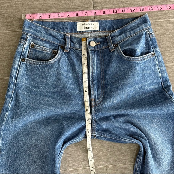 Reformation Julia Crop High Rise Cigarette Straight Leg Denim Jeans Milo Wash 25 - Picture 15 of 16